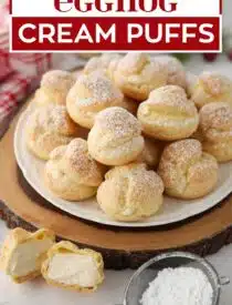 Labeled image of Eggnog Cream Puffs for Pinterest.