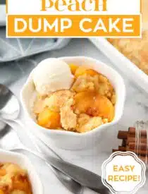 Labeled image of Peach Dump Cake for Pinterest.