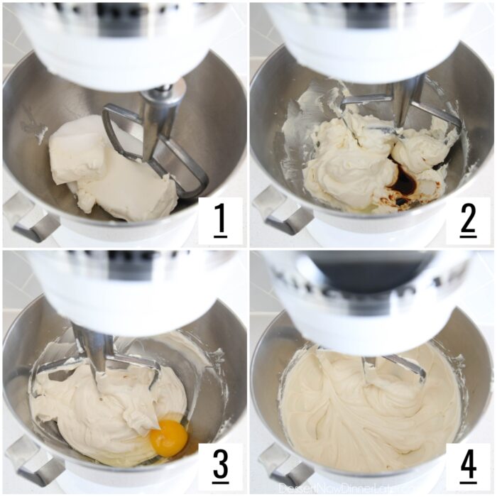 Steps to make cheesecake filling.