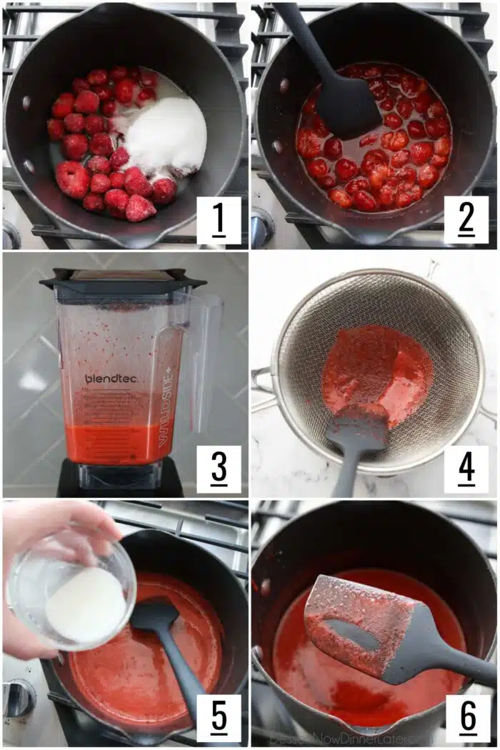 Steps to make strawberry puree.