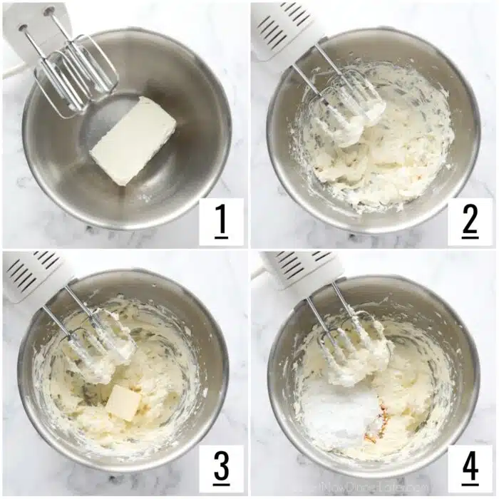 Steps to make cream cheese frosting.
