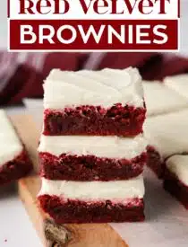 Labeled image of Red Velvet Brownies for Pinterest.