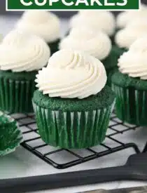 Labeled image of Green Velvet Cupcakes for Pinterest.