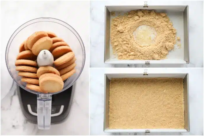 Steps to make a shortbread cookie crust.