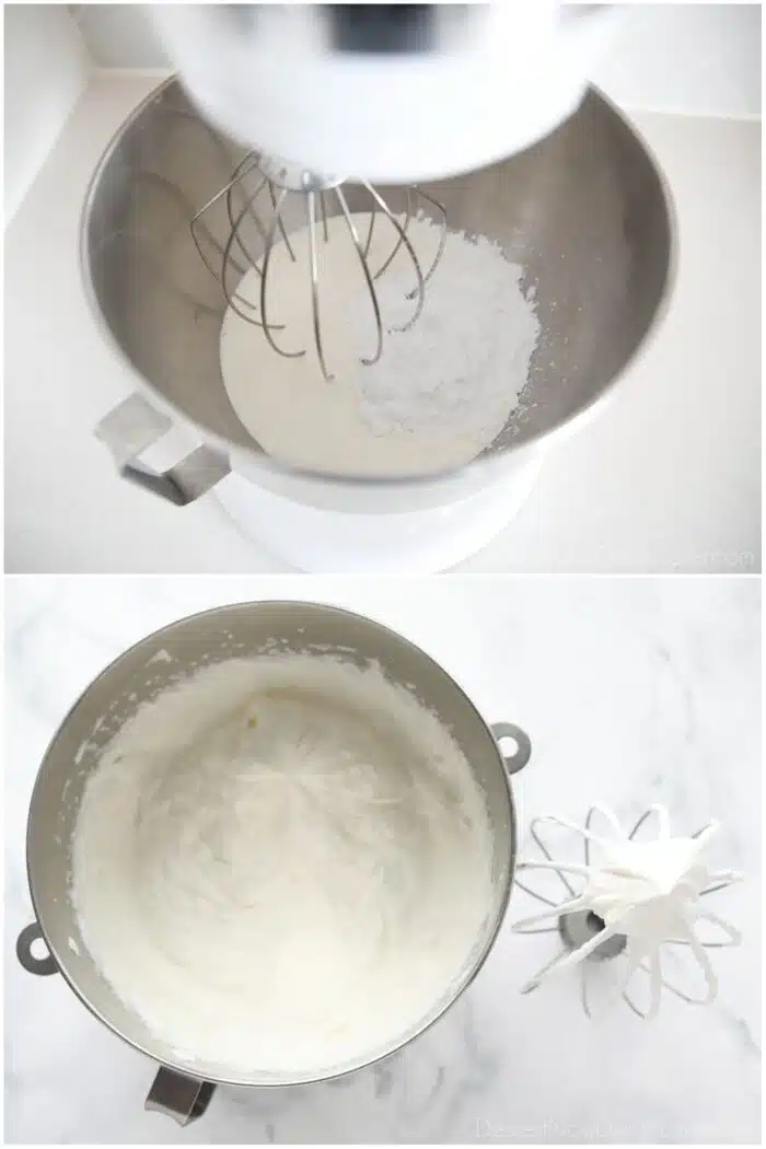 Steps to make sweetened whipped cream.