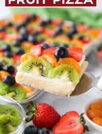Labeled image of Sugar Cookie Fruit Pizza for Pinterest.