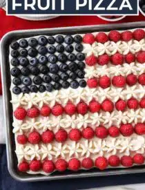 Labeled image of 4th of July Fruit Pizza for Pinterest.