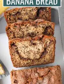 Labeled image of Cinnamon Swirl Banana Bread for Pinterest.