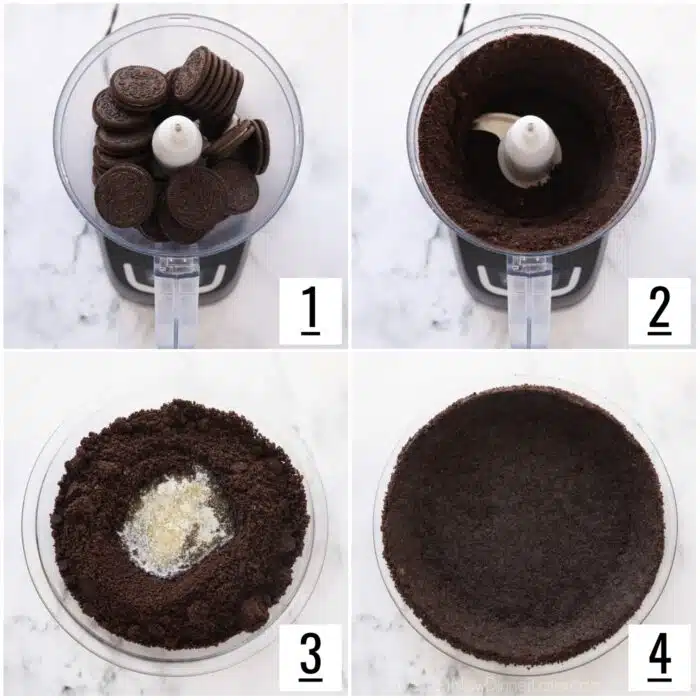 Steps to make Oreo pie crust.