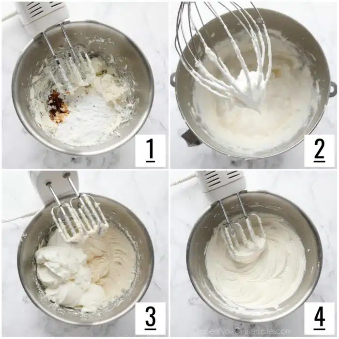 Steps to make whipped cream cheese for the filling.