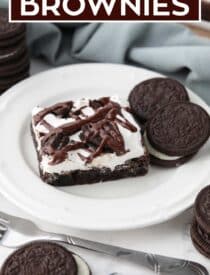 Labeled image of Cookies and Cream Brownies for Pinterest.