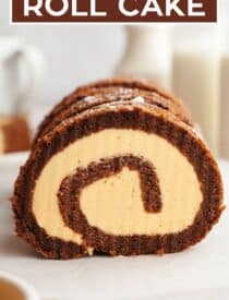 Labeled image of Chocolate Roll Cake for Pinterest.