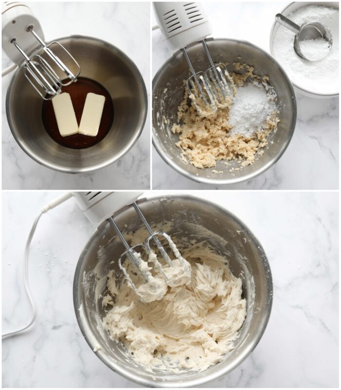 Steps to make maple frosting.