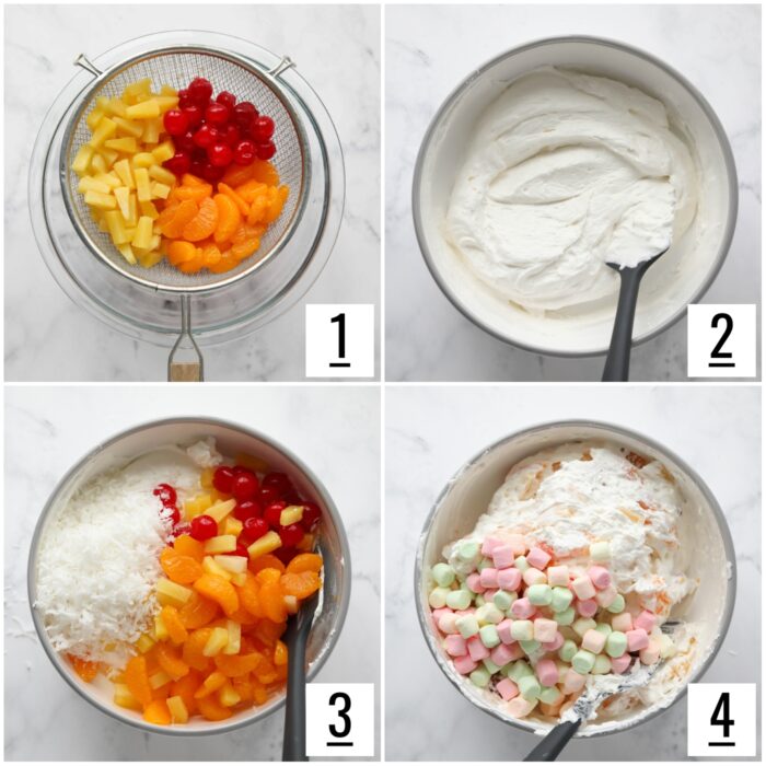 Steps to make ambrosia salad.