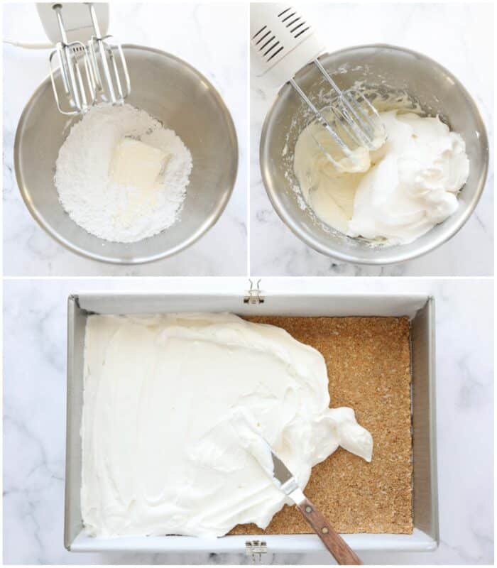 Steps to make whipped cream cheese filling.