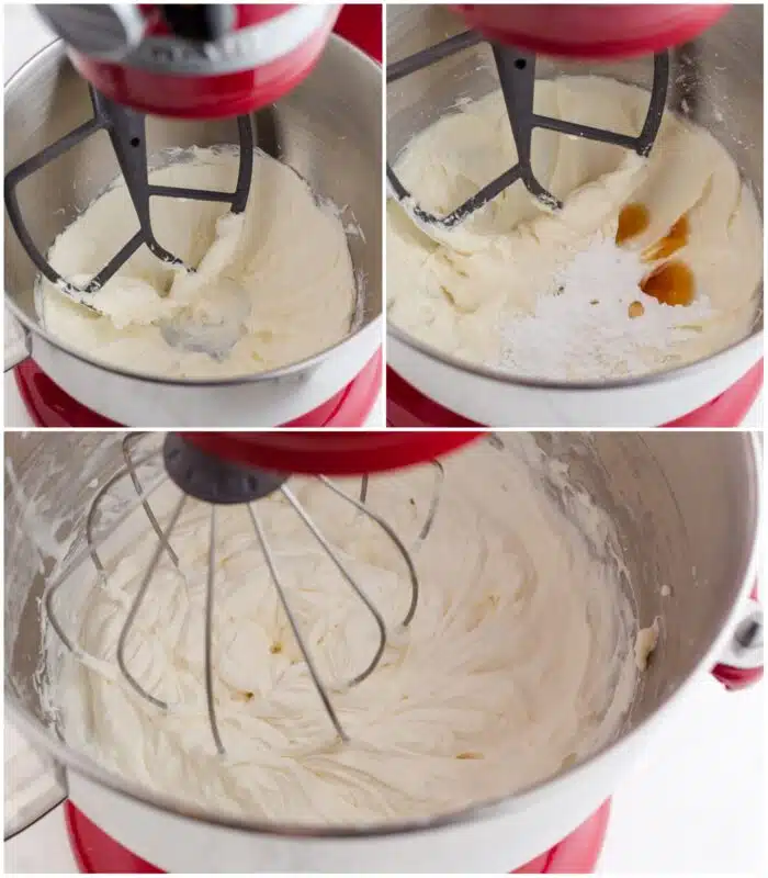 Steps to make whipped cream cheese.