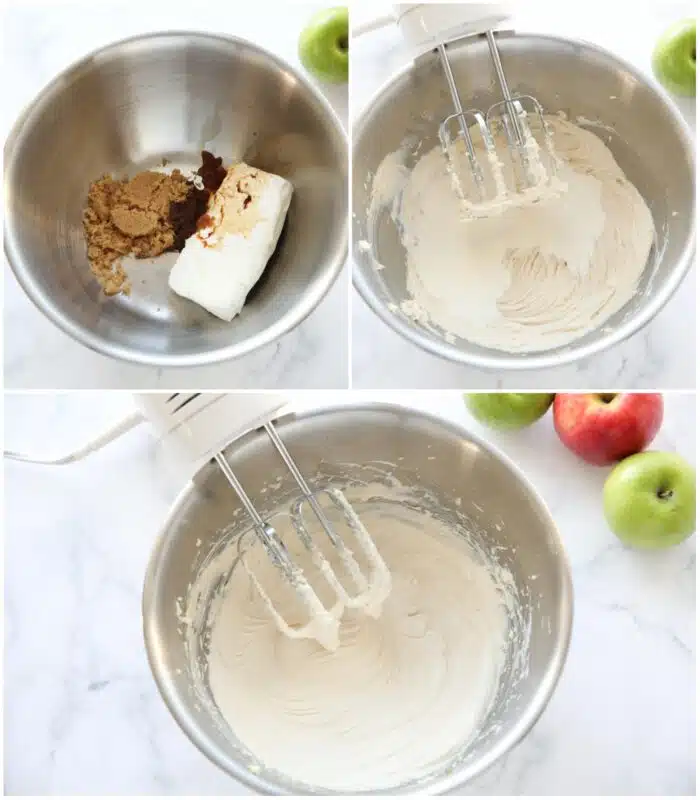 Steps to make whipped brown sugar vanilla cream cheese.