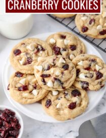 Labeled image of White Chocolate Cranberry Cookies for Pinterest.
