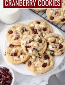 Labeled image of White Chocolate Cranberry Cookies for Pinterest.