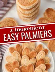 Pinterest collage of Palmiers with two images and text in the center.