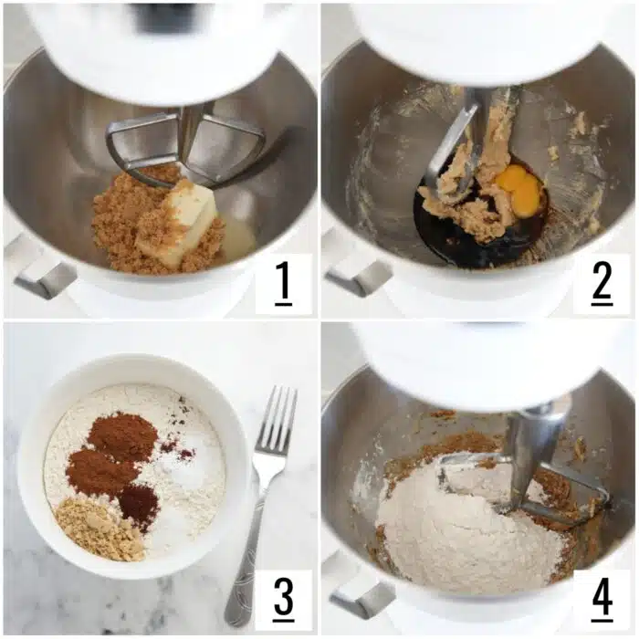 Steps to make gingerbread cookie dough.