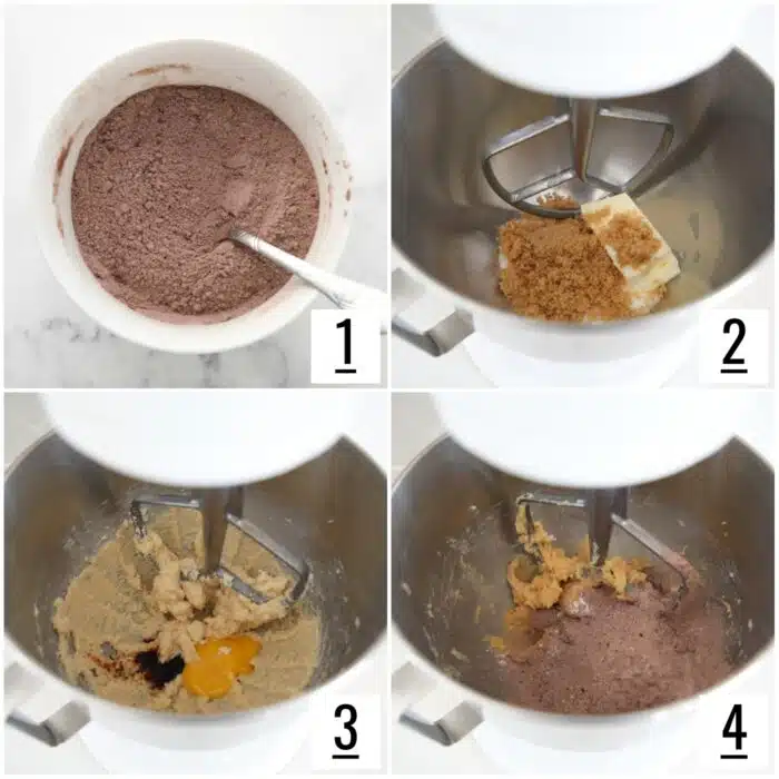 Steps to make chocolate cookie dough.