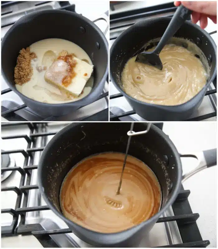 Steps to make caramel with sweetened condensed milk.