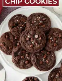 Labeled image of Chocolate Chocolate Chip Cookies for Pinterest.