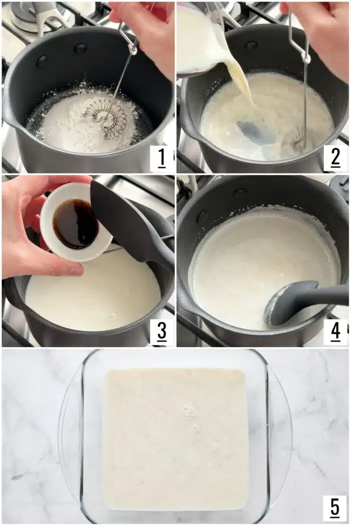 Steps to make vanilla pudding from scratch.