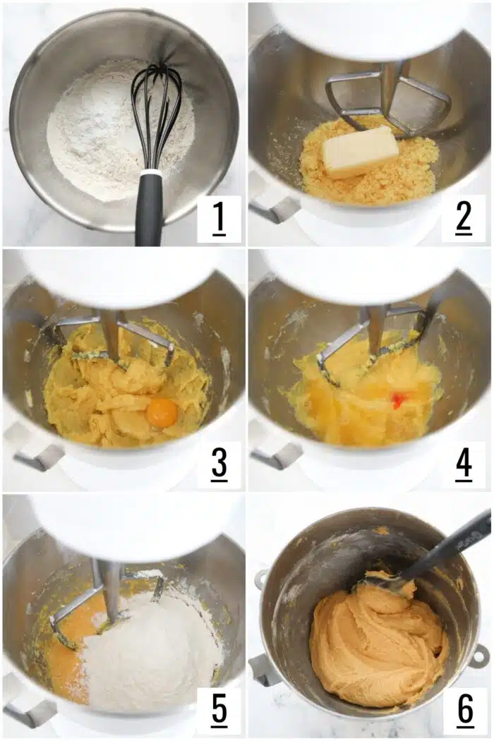 Steps to make orange cookie dough.