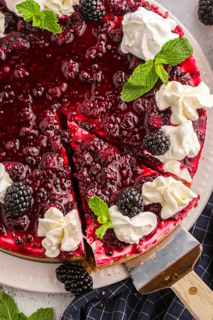 Top view of blackberry dessert recipe.