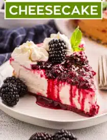 Labeled image of No Bake Blackberry Cheesecake for Pinterest.