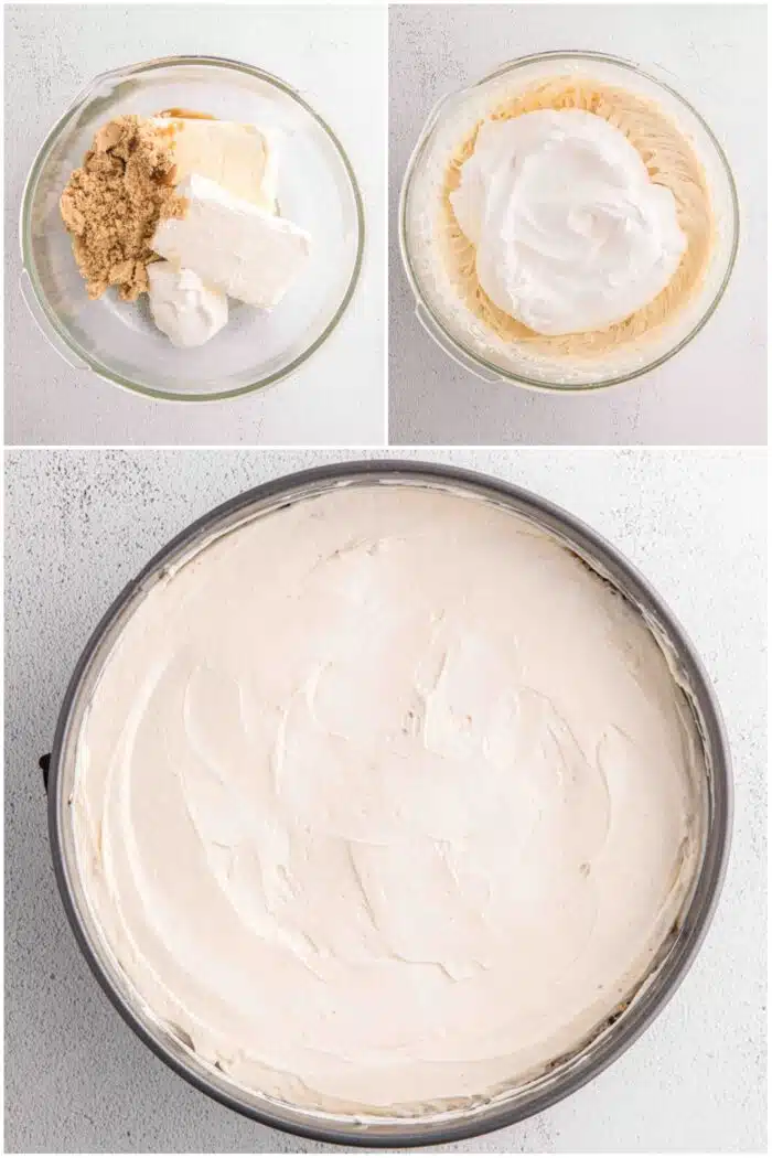 Steps to make no bake cheesecake filling.