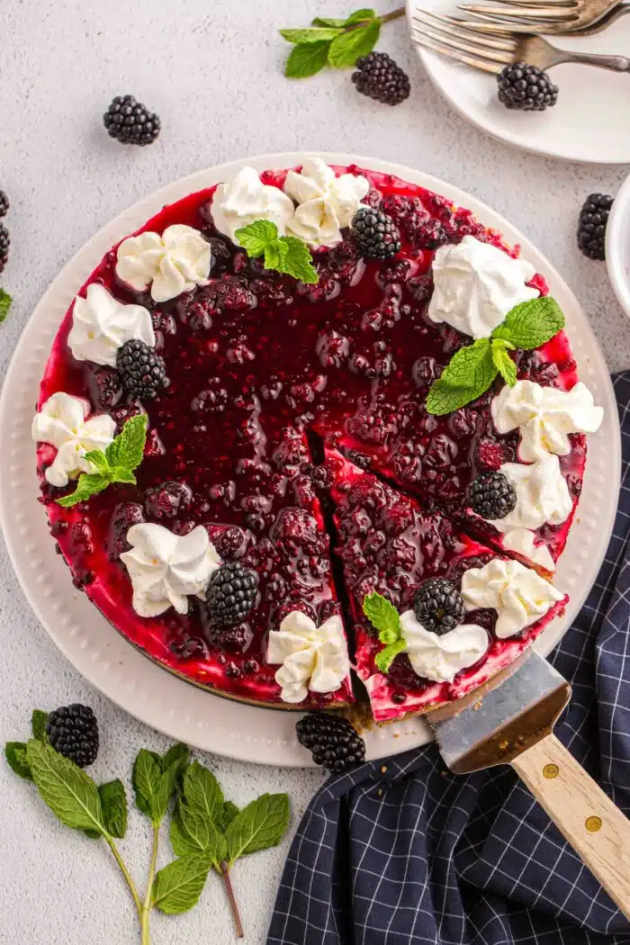 Top view of finished blackberry dessert recipe.