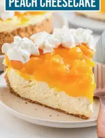 Labeled image of No Bake Peach Cheesecake for Pinterest.