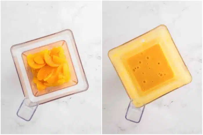 Steps to puree canned peaches.