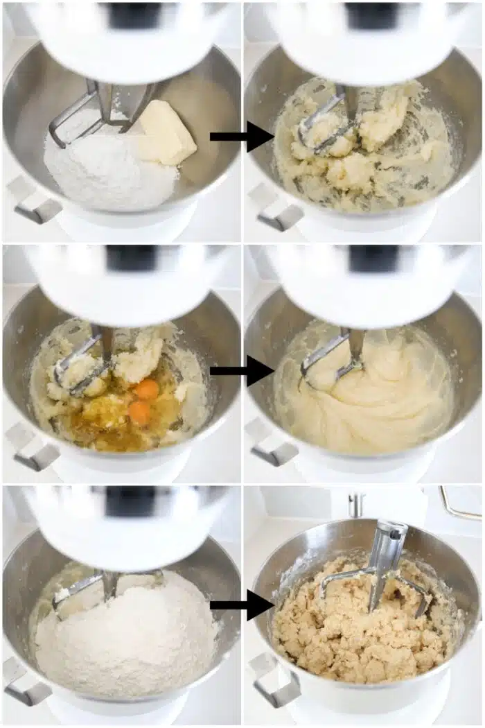 Steps to make lemon sugar cookie dough.