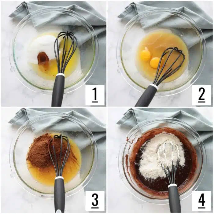 Steps to make brownie batter.